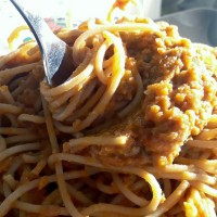 Espaguetis amb bolonyesa de llenties